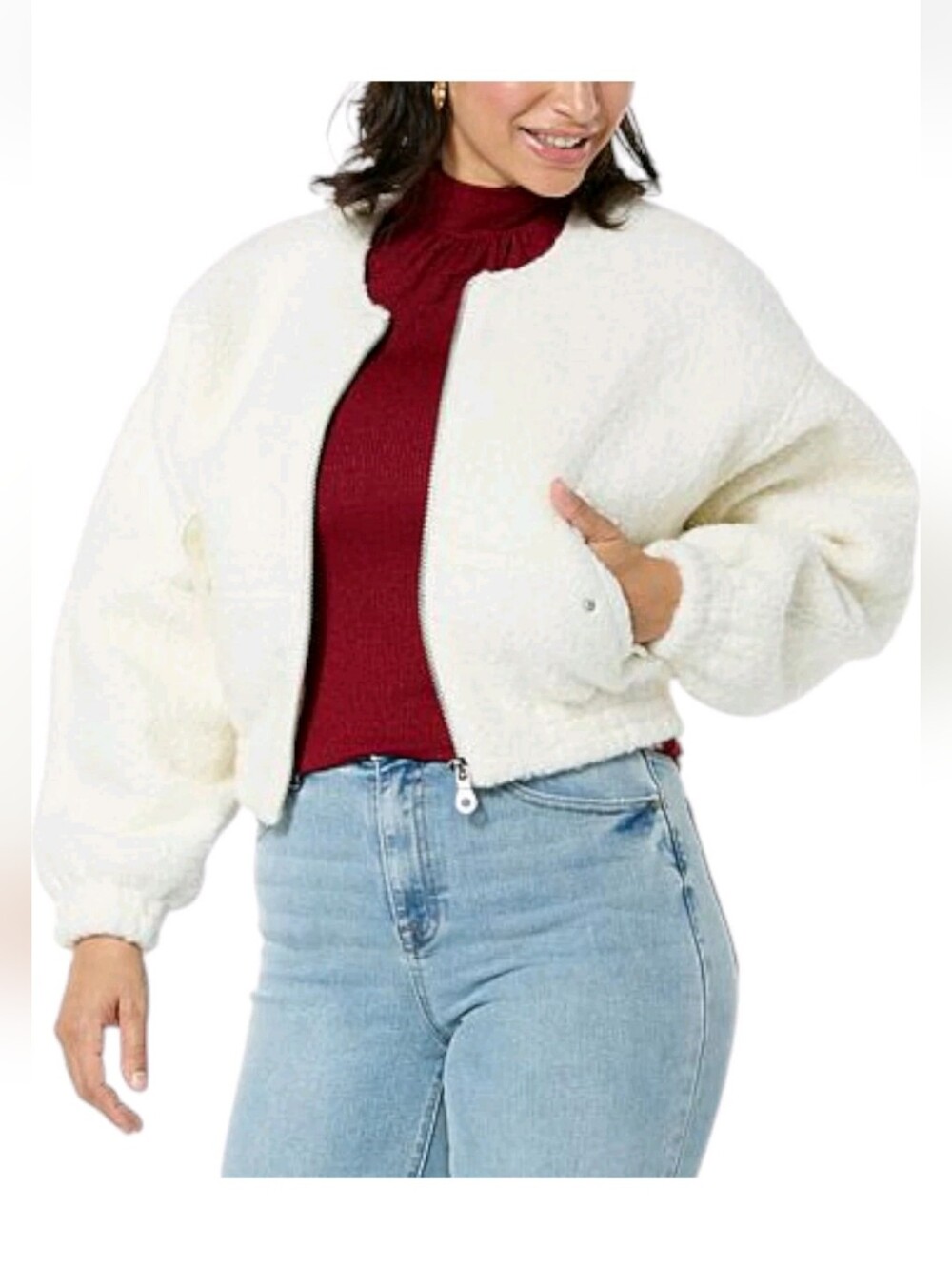 LA Joie Dolman Sherpa Bomber Jacket NWT - XL